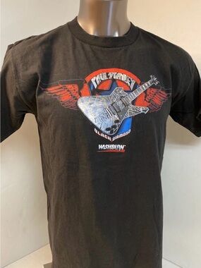 Gildan Black Paul Stanley Graphic Tee with Red and Blue Accents